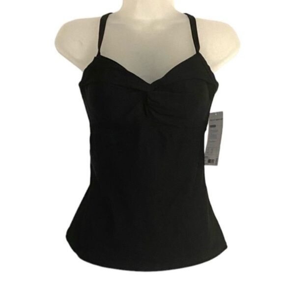 Athleta Women's Twist Up Tankini Swim Tank  UPF 50+ Beach Vacation Black 32 D/DD - Picture 3 of 8